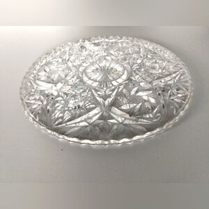 Pin Wheel Footed Lead Crystal Platter